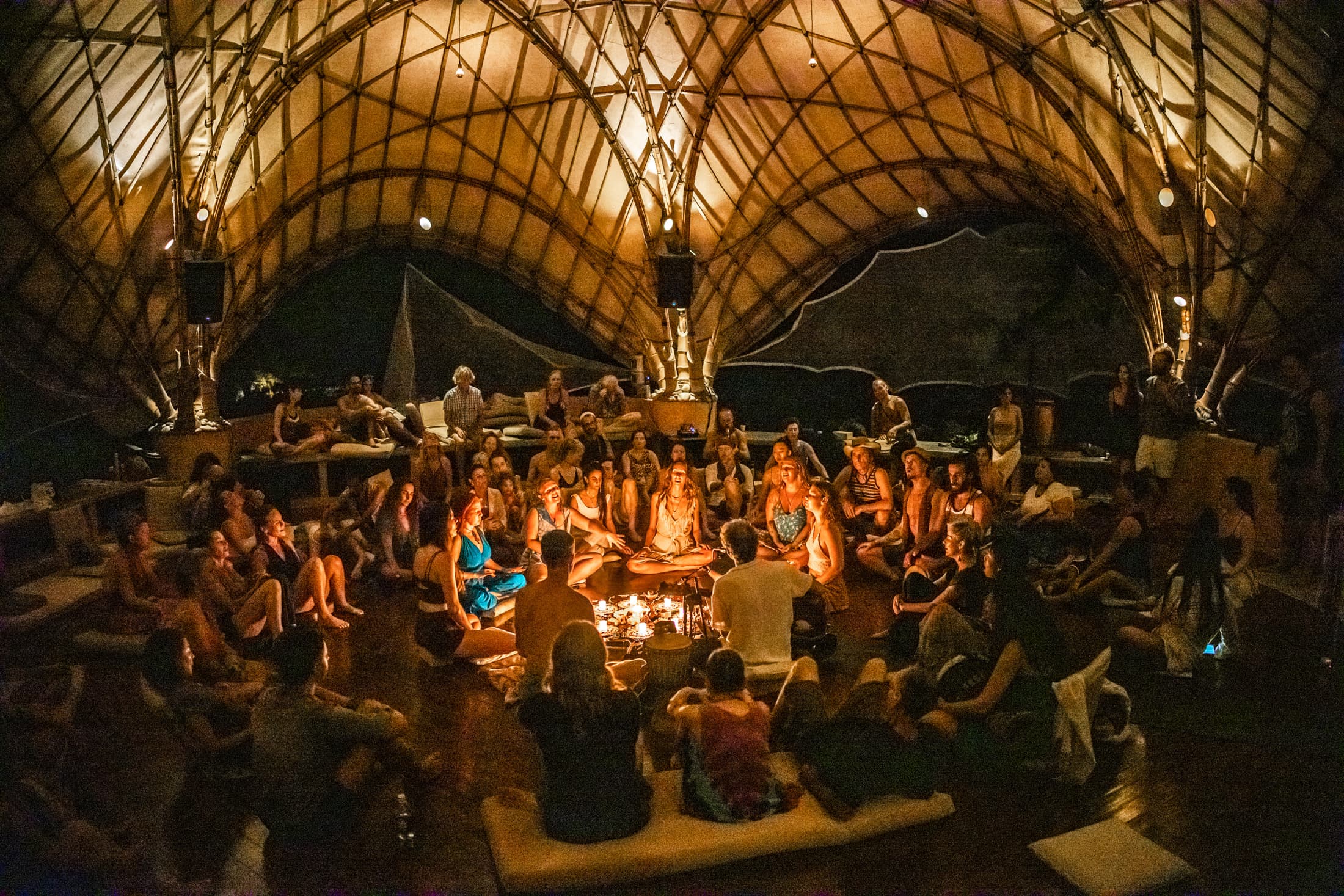 Residents gathered on the land at Holos